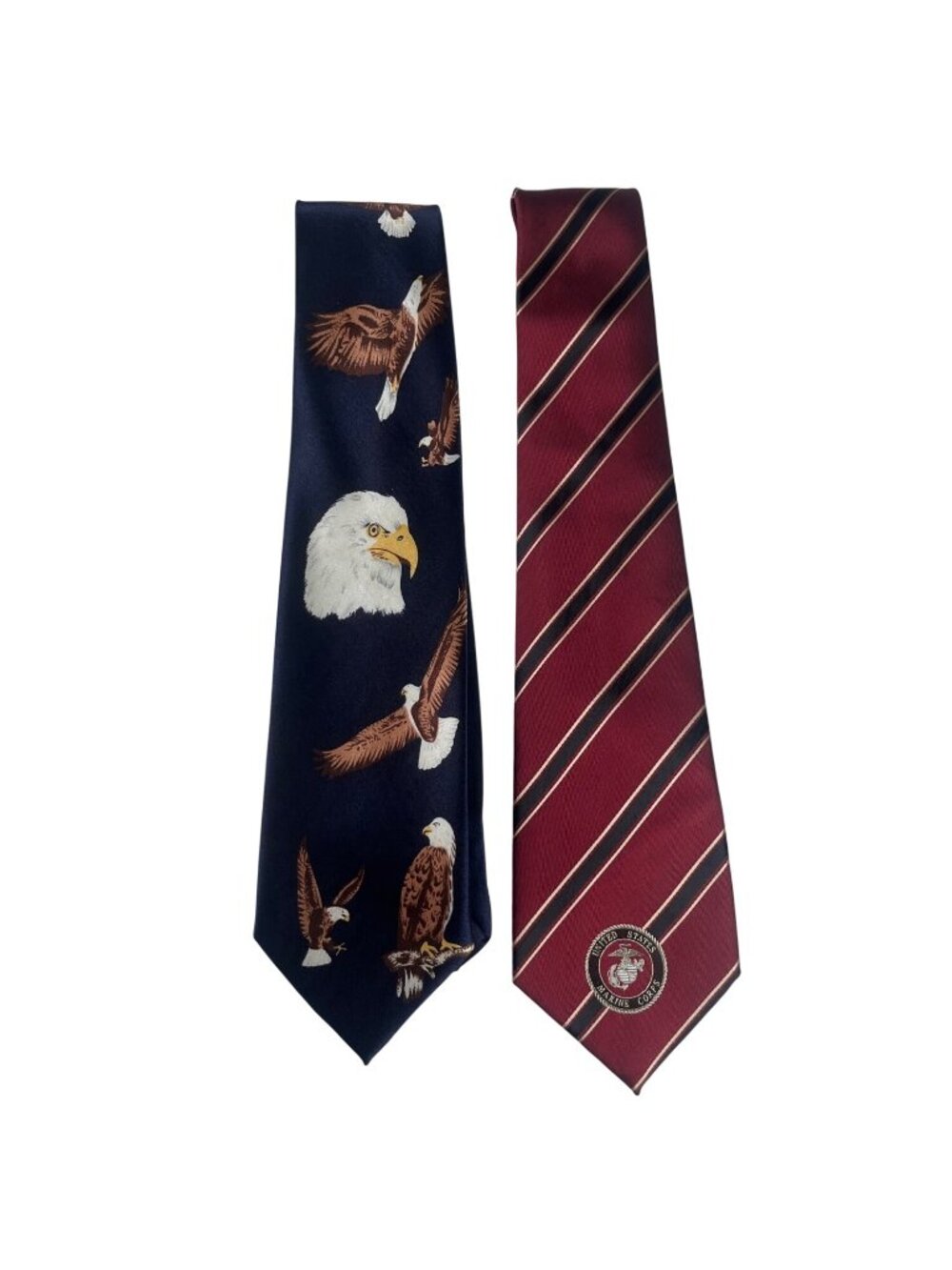 Set Of 2 Mens Ties Bald Eagle Print US Marines Patriotic Roberto Cellini Eagles